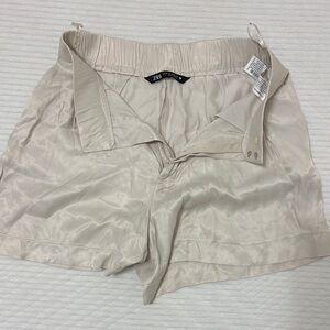 Zara Cream High Waist Shorts